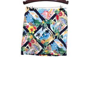 Talbots Tropical Print Women's Hawaiians Vacation Beach Mini Skirt Size 8